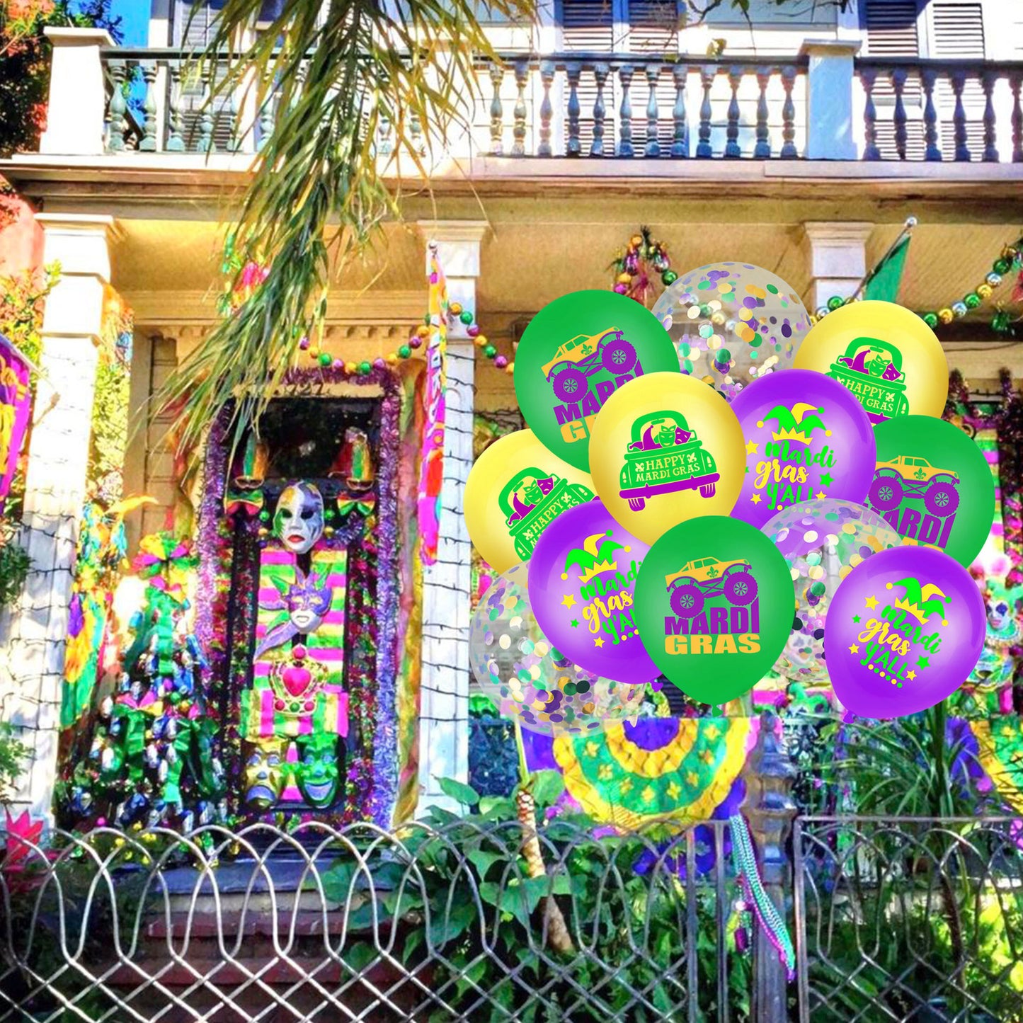 Bulk Mardi Gras Party Latex Balloons for Carnival Birthday Baby Shower Wedding Party Supplies Decorations Home Outdoor Decor Wholesale