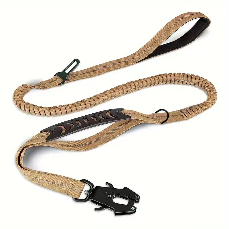 Premium Dual Handle Heavy Duty Dog Leash 6 Ft Shock Absorbing Bungee Lead Car Seatbelt Training Walking Hiking Medium X-Large Dogs