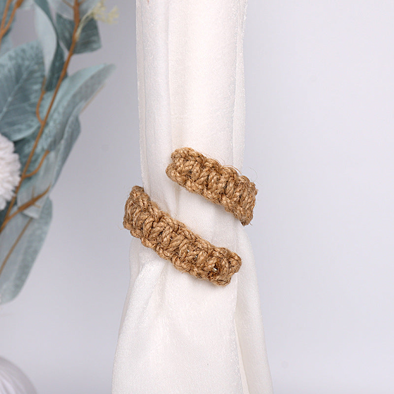 Premium Hand-Woven Hemp Holder Set - Boho Natural Fiber Curtain Wall Mount Tether for Living Room Bedroom Decor