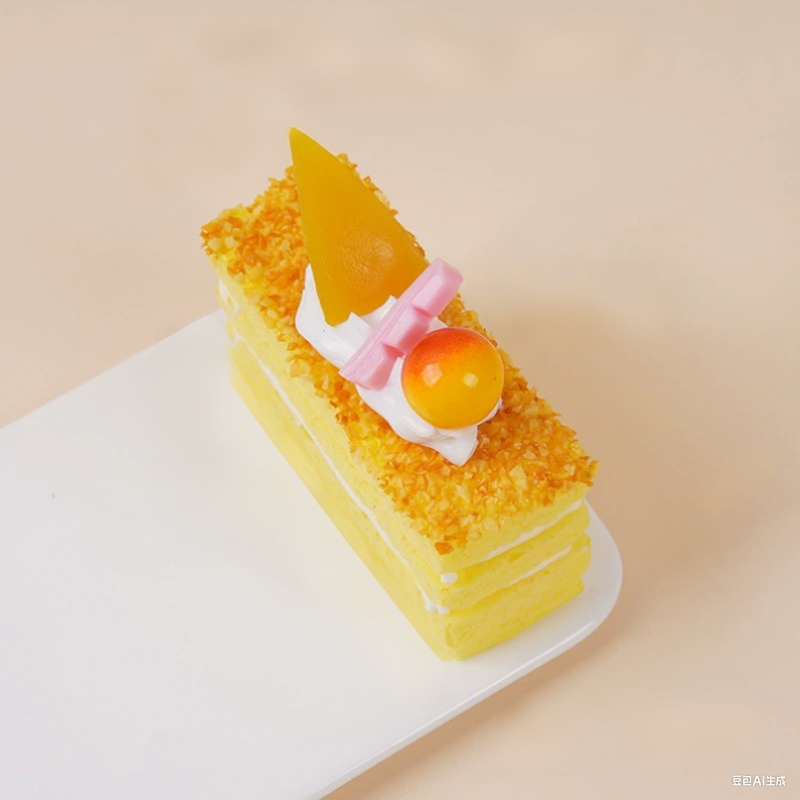 PU Fake Long Strip Mousse Cake - Realistic Food Simulation Decor, Artificial Dessert Prop for Home Kitchen Display, Photography Props, Party Decoration