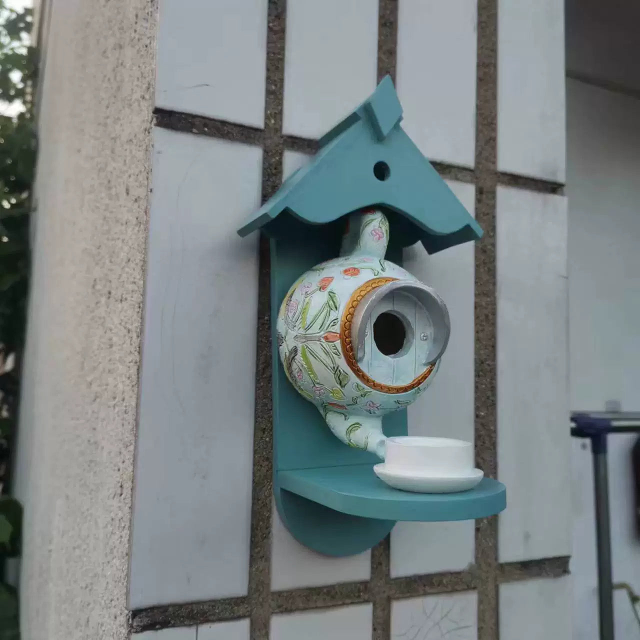 Teapot Bird House & Feeder - Yard Garden Decor