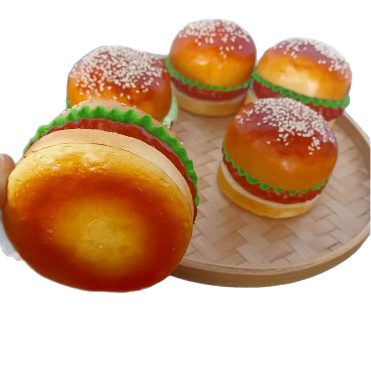 Realistic Fake Hamburger Prop - 4 Inch Diameter, 3.15 Inch Height