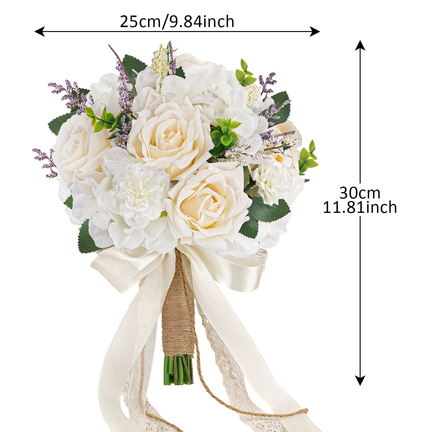 Bulk 8" Bridal Bouquet White Champagne Roses Wedding Bouquets Wholesale