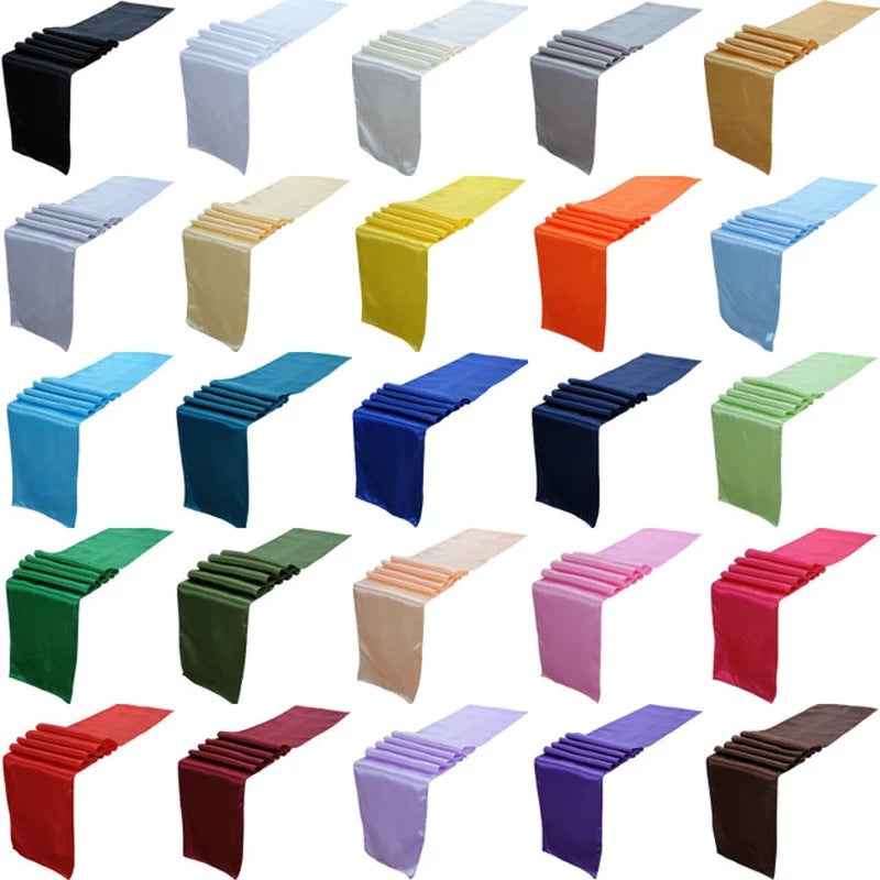 Bulk 4 Pack Satin Table Runner 12 x 108 Inch Long Wholesale