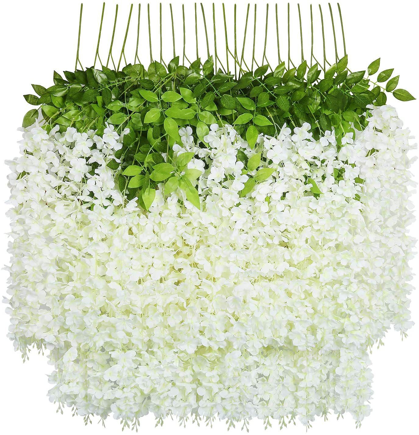 Premium Artificial Wisteria Garland 12 Piece Set Realistic Hanging Flowers for Wedding Home Décor & Garden Party Arrangements