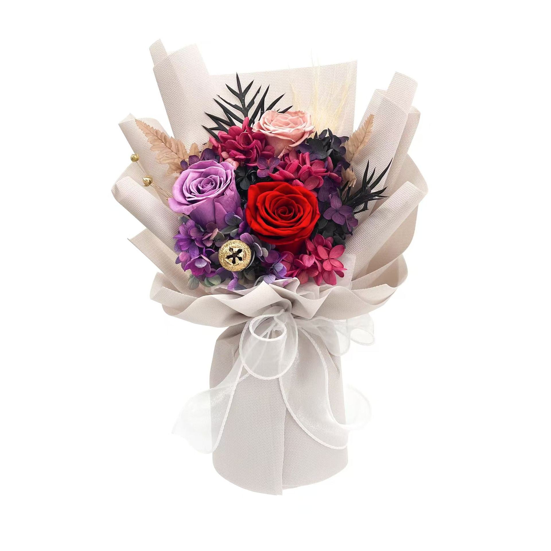 Bulk Preserved Purple Rose Bouquet Long Lasting 1-3 Years Gift for Birthday Valentine's Day Mother's Day Room Decor Wholesale