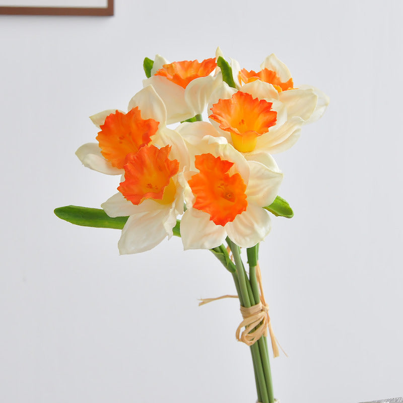 11.8 Inches Fake Daffodil Flowers - Realistic Artificial Narcissus for Home Office Wedding Decor - Lifelike Faux Plants with Stems No Watering Required