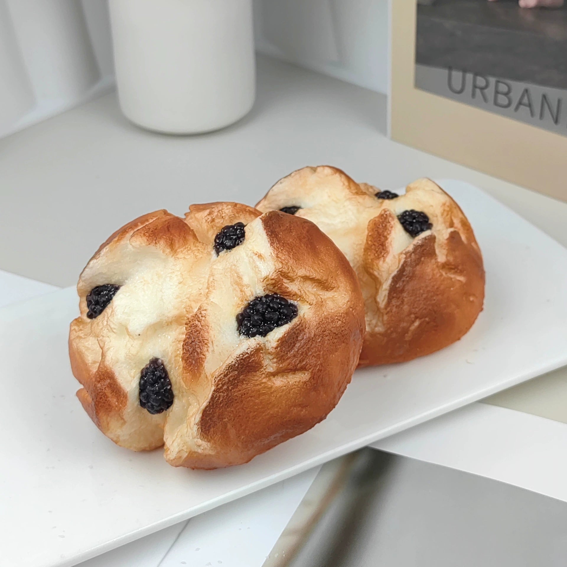7.67 Inch Lifelike Simulated Breakfast Bread Dessert - Fake Food Model for Kitchen Decoration, Photography Prop, Kids Play Food, Realistic Replica
