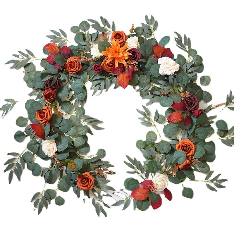 Bulk 6 Feet Eucalyptus and Willow Leaf Garland with Flower Centerpiece for Wedding Wholesale