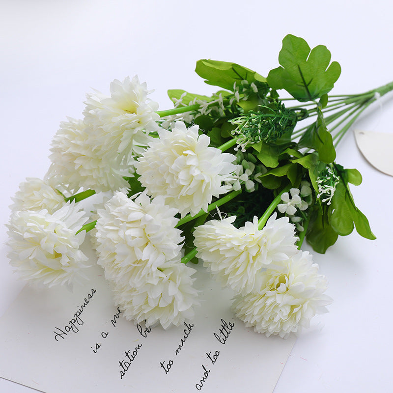 Bulk November Birth Flower Artificial Mum Bush Chrysanthemum Floral for Wedding Home Decor Wholesale