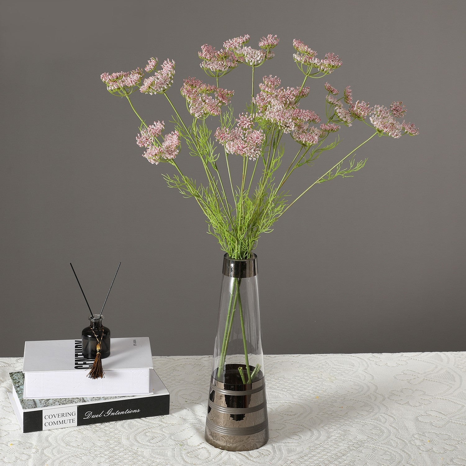 Wholesale Artificial Dill Tweedia Spray Faux Wild Carrot Fennel Flower Stem 32 Inch