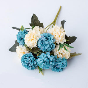 1 Bush 12 Inch Artificial Mini Hydrangea Bulk Bouquet - Artificialmerch