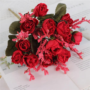 1 Bush 11 Inch Artificial Flowers Roses Bouquet - Artificialmerch