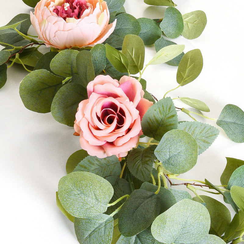 Bulk 5.6 FT Artificial Eucalyptus Flower Garlands with Peony Wholesale