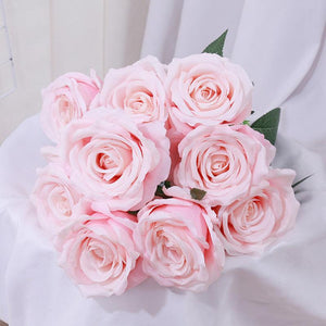 1 Bush 15 Inch Faux Flowers Rose Bouquet - Artificialmerch