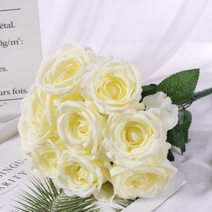 1 Bush 15 Inch Faux Flowers Rose Bouquet - Artificialmerch