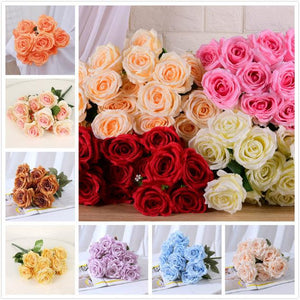 1 Bush 15 Inch Faux Flowers Rose Bouquet - Artificialmerch