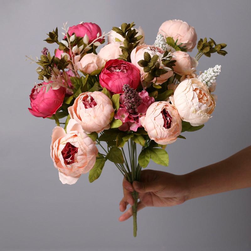 1 Bush Luxury Artificial Silk Peony Vintage Flowers Bouquet - Artificialmerch