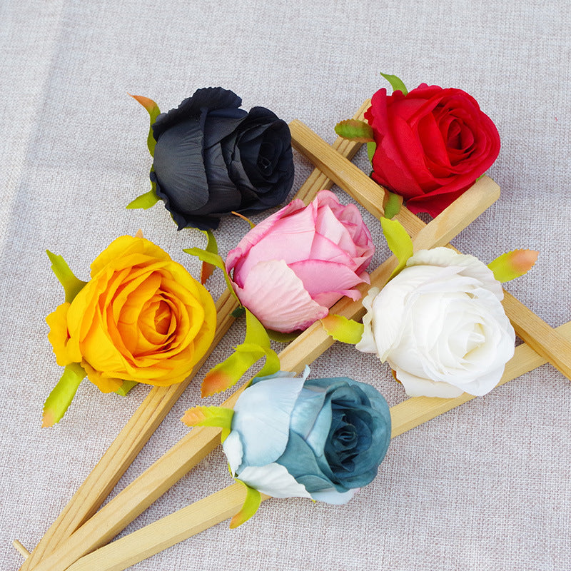 Bulk 10Pcs Rose Bud Flower Heads Silk Flowers for DIY Wedding Bouquets Centerpieces Baby Shower Party Decorations Wholesale