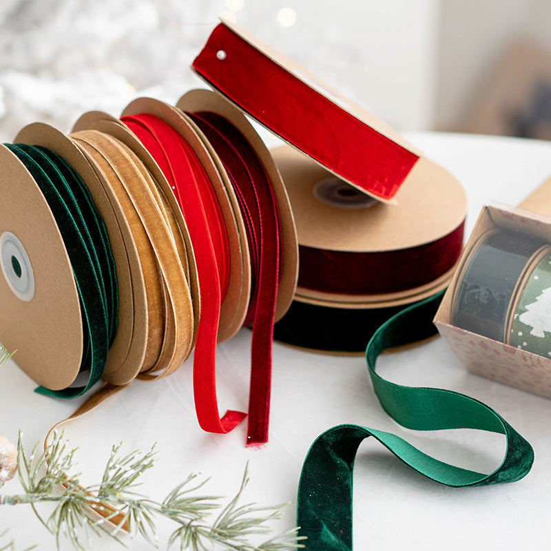 Bulk Christmas Velvet Ribbon Single Face Ribbon Solid Color Satin Velvet Ribbon for Christmas Wedding Wrapping DIY Crafts Gifts Decoration Wholesale