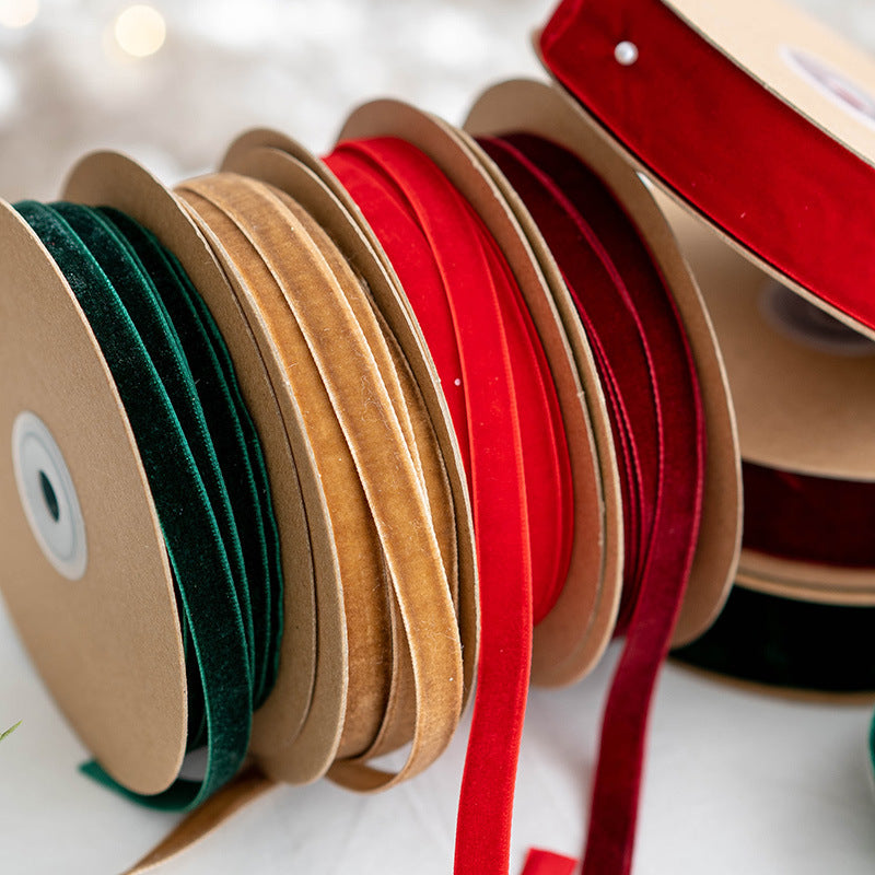 Bulk Christmas Velvet Ribbon Single Face Ribbon Solid Color Satin Velvet Ribbon for Christmas Wedding Wrapping DIY Crafts Gifts Decoration Wholesale