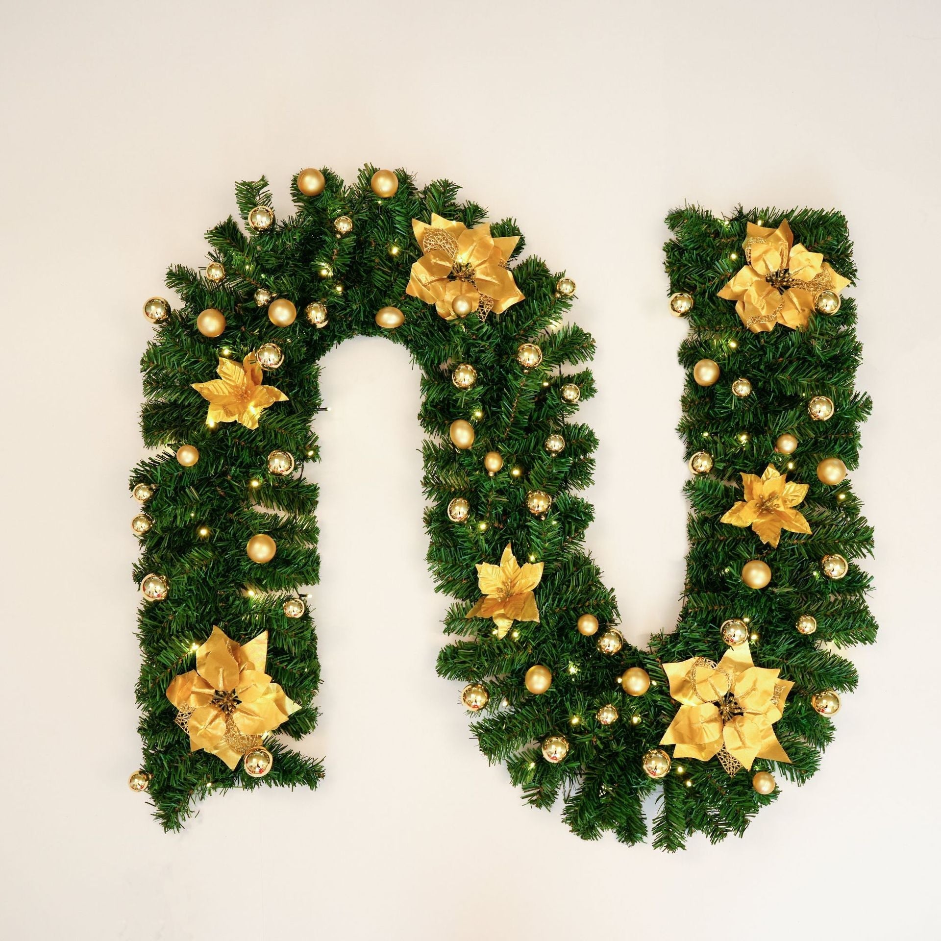 Bulk 9 Feet Pre-Lit Artificial Christmas Garland with LED Lights for Mantle Stair Railing Indoor Outdoor Wholesale