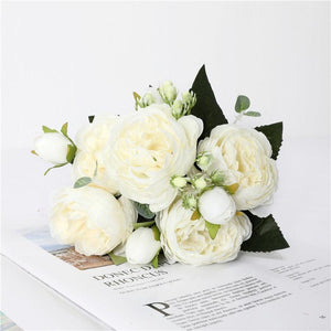 1 Bush 11 Inch Vintage Artificial Flowers Peony Bouquet - Artificialmerch