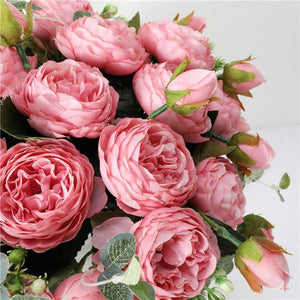 1 Bush 11 Inch Vintage Artificial Flowers Peony Bouquet - Artificialmerch