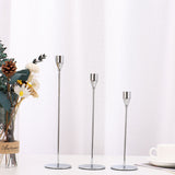 Bulk Set of 3 Gold Taper Candle Holders Metal Candle Stands for Wedding Dining and Parties Fits 3/4" Thick Candles and LED Candles Wholessale