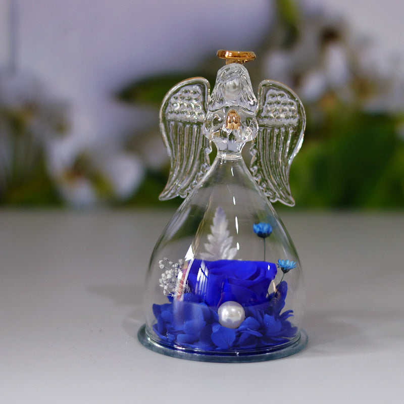Bulk Praying Angel Rose Figurine with Preserved Flower Gift for Women Mom Grandma Valentine's Day Mother's Day Birthday Wholesale