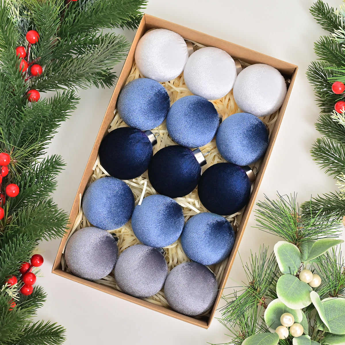 Bulk 15 Pcs Christmas Tree Ornaments Velvet Balls for Tree Decorations, Xmas Party Decor Wholesale