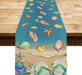 Bulk 4 Pcs Bulk Ocean Beach Linen Table Runners for Family Dinner Wedding Outdoor Interior Decoration Wholesale