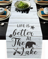 Bulk 4 Pcs Bulk Ocean Beach Linen Table Runners for Family Dinner Wedding Outdoor Interior Decoration Wholesale