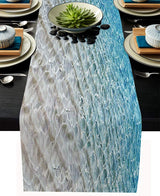 Bulk 4 Pcs Bulk Ocean Beach Linen Table Runners for Family Dinner Wedding Outdoor Interior Decoration Wholesale