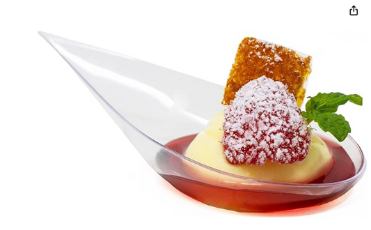 Clear Mini Dessert Spoons and Appetizer Plates Professional Grade Recyclable Small Serving Platters for Events