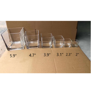 Clear Glass Cube Vases Bulk Set of 12, Square Glass Flower Containers for Artificial Flowers