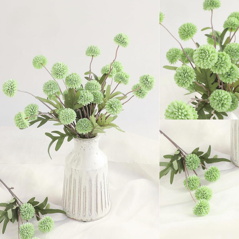 5 Pcs Artificial Silk Pompon Mums Flowers, Beige, 6 Inch Stems, Realistic Chrysanthemums for DIY Bouquets and Wedding Decor