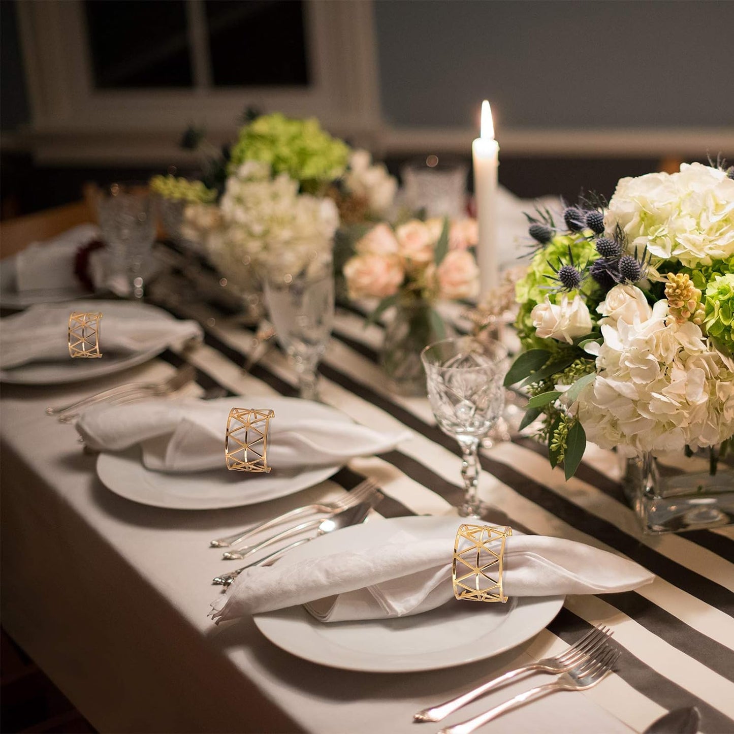 Bulk 12 Pcs triangular Metal Napkin Rings Suitable for Hotel Wedding Holiday Party Decoration Wholesale