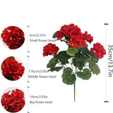 Bulk 13.7" Artificial Red Geranium Bush Fake Flowers UV Resistant for Home Outdoor Decor Wholesale