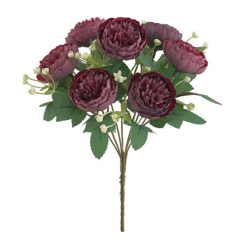 Wedding Floral Backdrop Artificial Peony Bush - 11.81" 7-Head Silk Decor for Venue Styling