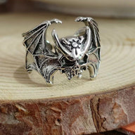 Bulk 12 Pcs Vintage Gothic Bat Rings Adjustable Halloween Bat Wing Rings for Women and Men Halloween Cosplay Party Accessories Wholesale