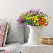 16 Bundles Artificial Outdoor Plastic Flowers UV Resistant Mixed Plants Bulk