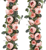 Bulk 2 Pack Artificial Peony Flower Garlands Eucalyptus Garlands with Flowers for Wedding Table Home Decor Wholesale