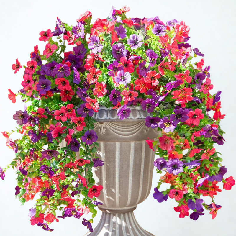 2 Pcs Artificial Hanging Flowers UV Fade Resistant Outdoor Decor for Porch Patio Balcony