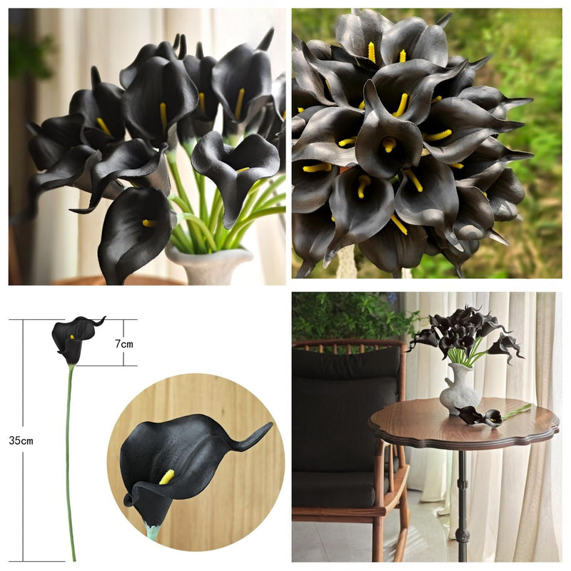 12 Pcs Artificial Calla Lilies Bouquet Stems, 12 Inch Velvety Teal Blue Silk Flowers for Wedding and Home Decor