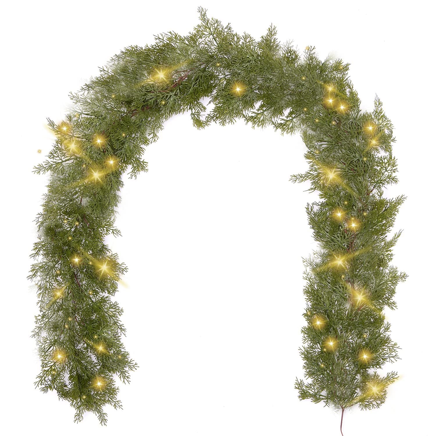 Bulk 6FT Cedar Christmas Garland with LED Lights Greenery Holiday Decor for Table Mantle Wall Indoor/Outdoor Winter Decorations Wholesale