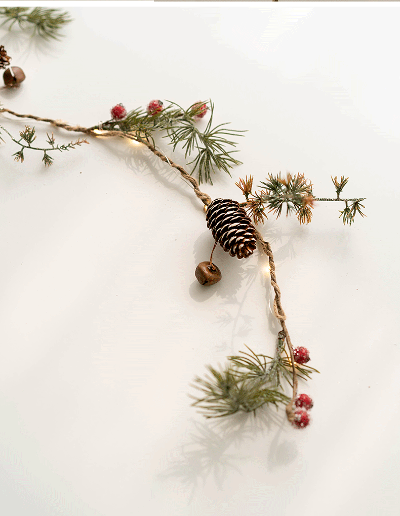Light Up Artificial Pine Garland with Red Berry Pinecones, Hanging Vines, Christmas Holiday Decor, Bulk Quantity