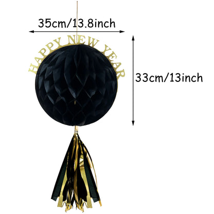 10-Pack 14-Inch Foldable Honeycomb Ball Decorations with Tassels – Birthday Party Decor Supplies