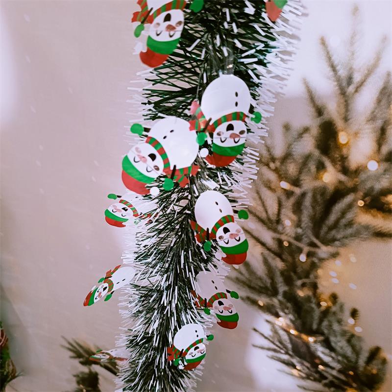 10-Pack 6.6ft Christmas Tinsel Garland - Santa & Snowman Holiday Party Decor