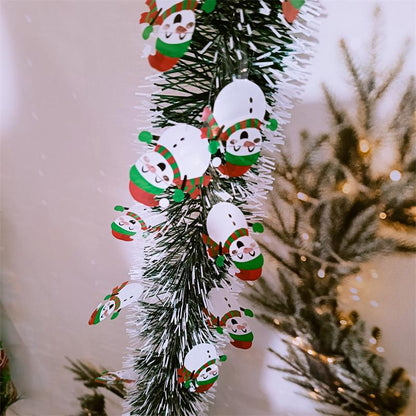 10-Pack 6.6ft Christmas Tinsel Garland - Santa & Snowman Holiday Party Decor